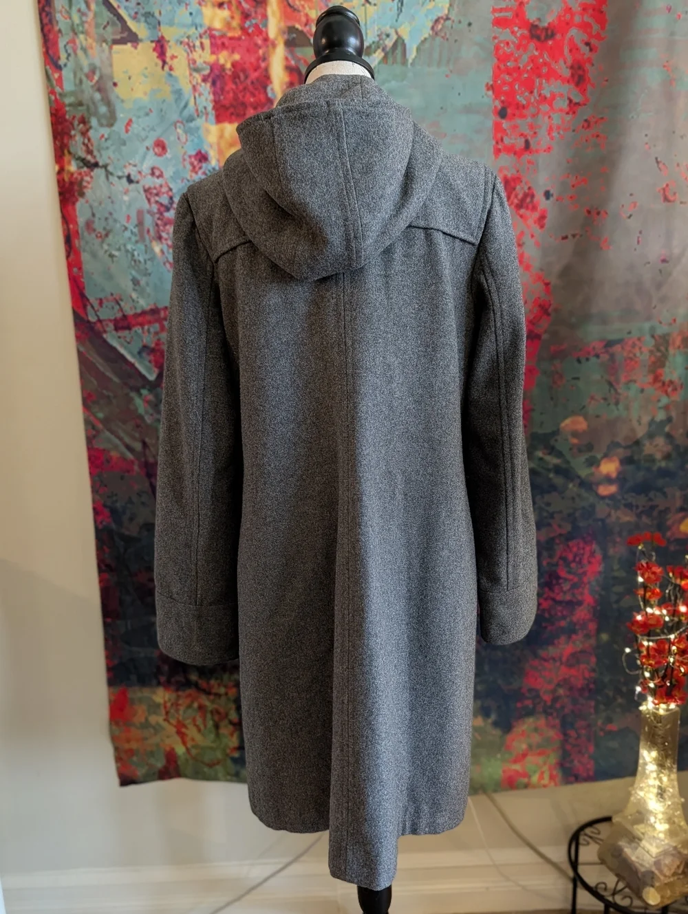 H&M Gray Hooded Wool-Blend Trench Coat - Picture 3 of 14